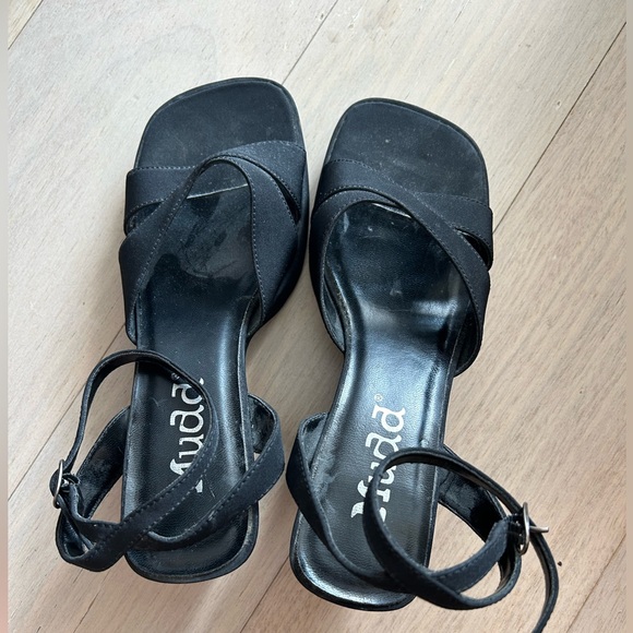 SOLD Mudd black mini heel MYA vintage Y2K square toe kitten heels chunky - Picture 4 of 4